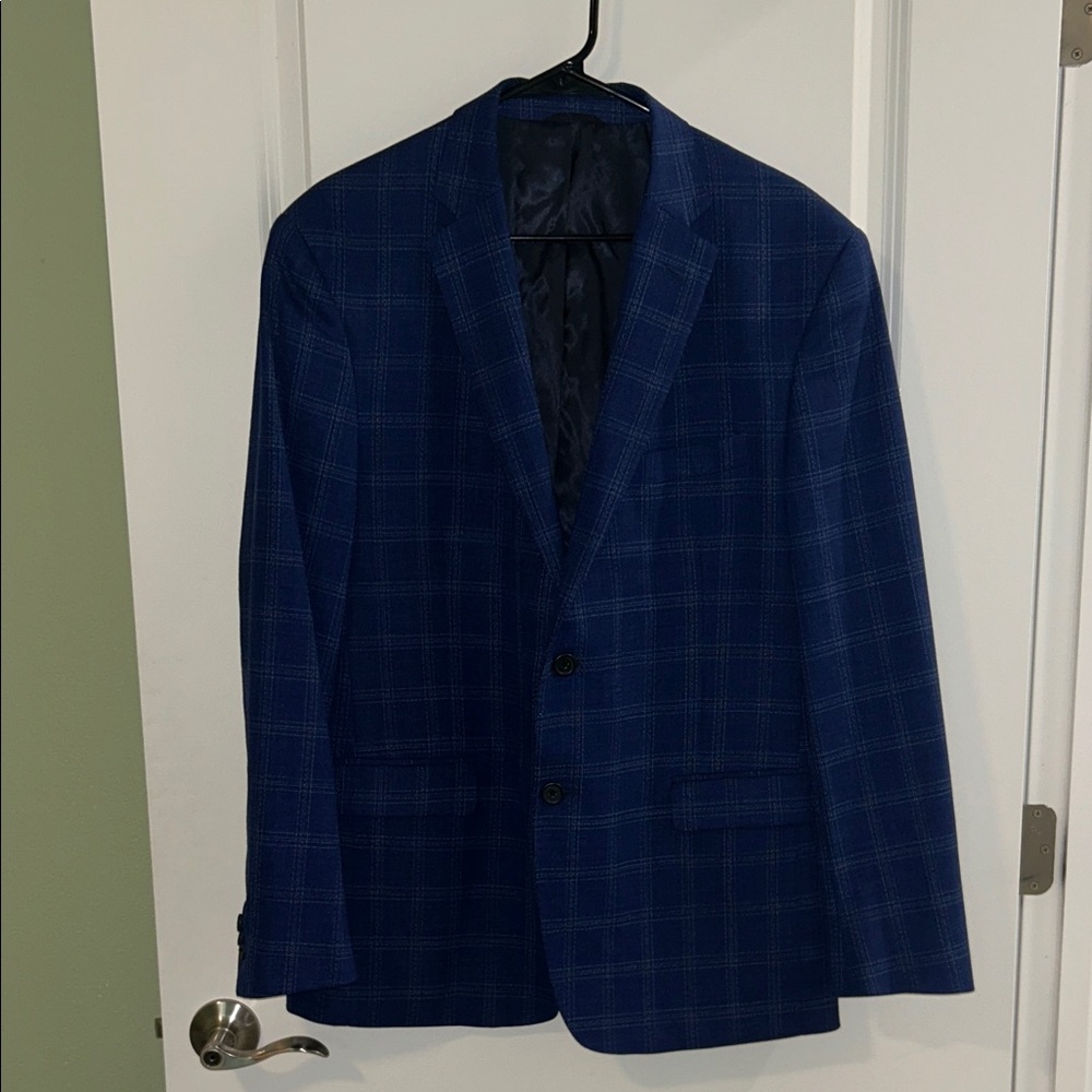 Elegant Navy Checkered Blazer for Men
